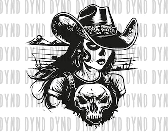 Gothic Cowgirl Svg , Gothic Svg, Cowgirl Sublimation Design , Cowboy Girl Clipart , Shirt Design , Digital Download , Instant Download