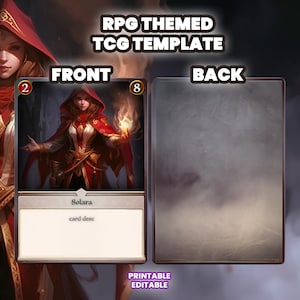 Plantilla TCG, plantilla para crear un juego de cartas coleccionables con temática de rol - PSD - Descarga instantánea