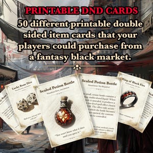 Druckbare DND Gegenstand Karten - 50 Fantasy Schwarzmarkt Artikel - Doppelseitig - Dm-Tools - Dungeon Master Ressourcen