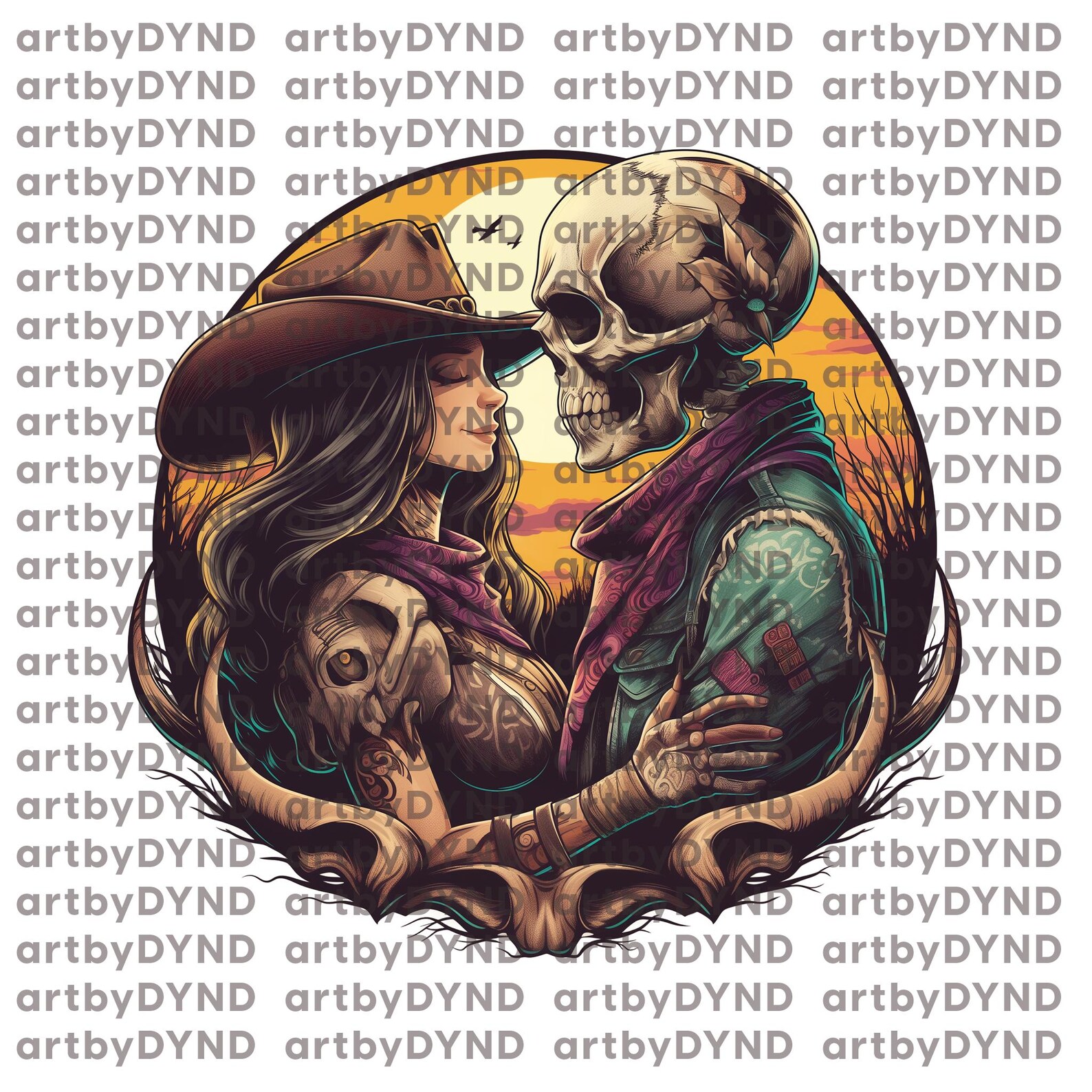 Cowgirl PNG, File for Sublimation , Western Skull Png , Western Cowgirl