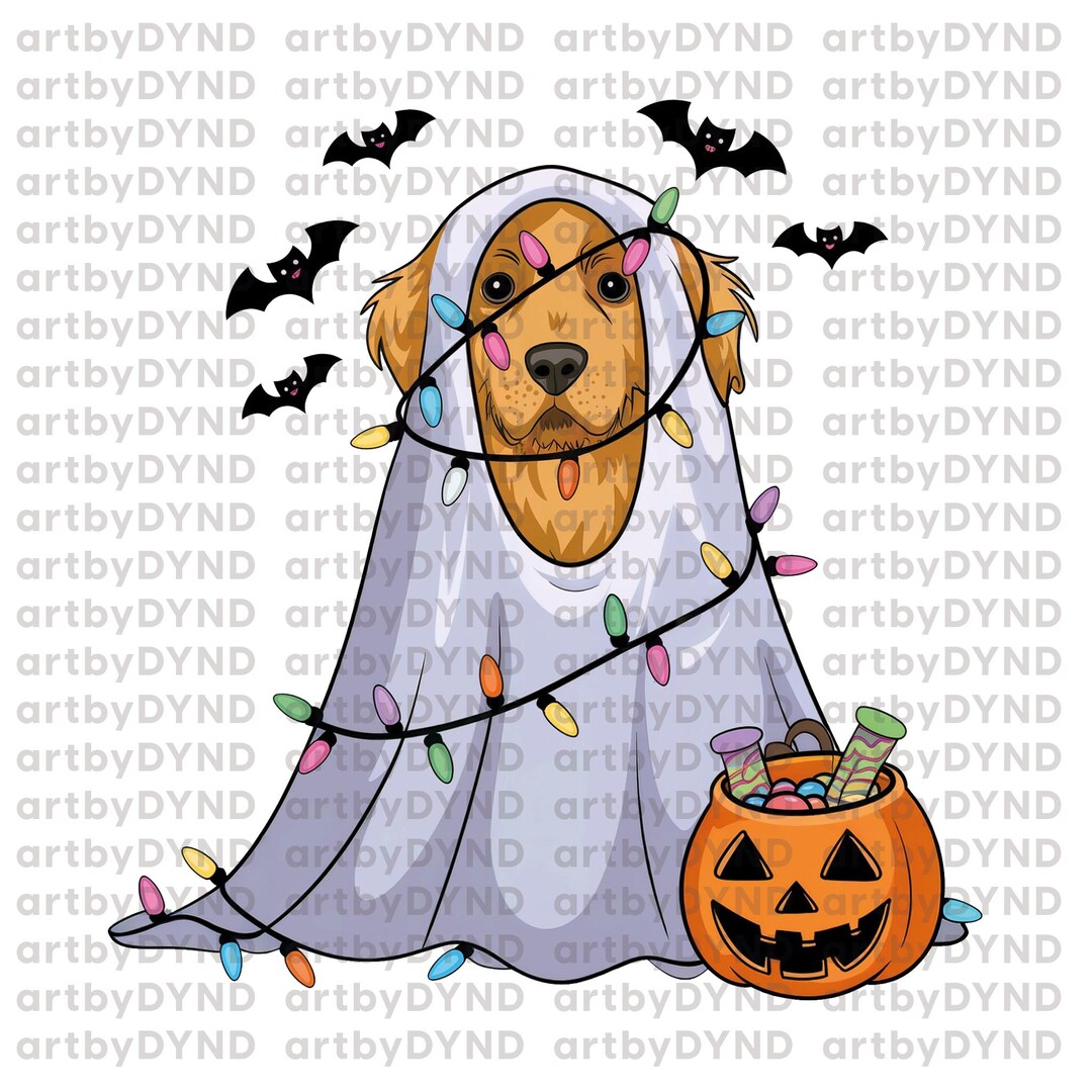 Golden Retriever Halloween Ghost Dogs Png, Halloween Dog Clipart ...