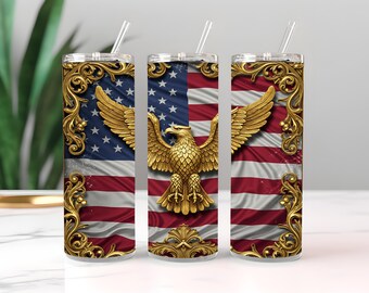 American Flag Eagle 20 oz Skinny Tumbler Sublimation Design Digital Download PNG Instant DIGITAL ONLY, Tumbler Wrap