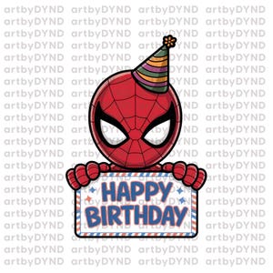 Spiderman Birthday PNG, Spiderman happy birthday sign, Happy birthday sign, superhero png, Spiderman Birthday Party