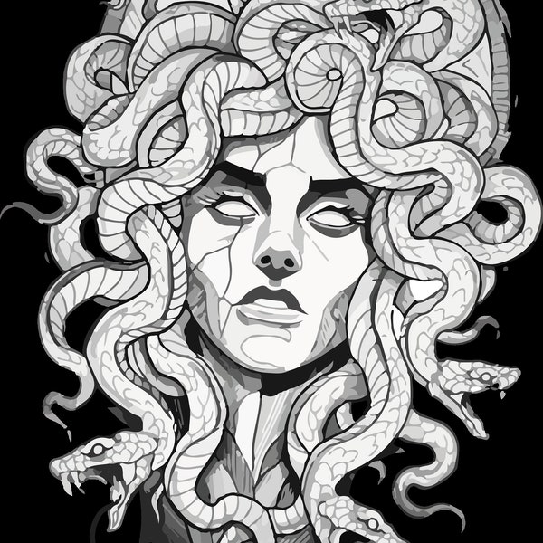 Medusa and Snakes Tattoo Design SVG, PNG