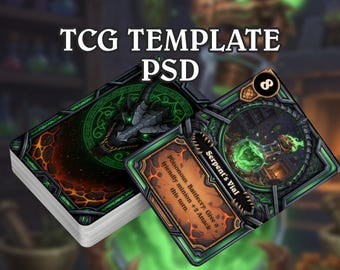 TCG Template, Fantasy RPG Themed Trading Card Game Creator Template