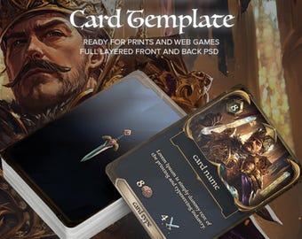 TCG Template, RPG Themed Trading Card Game Creator Template - PSD - Board Game Card Template - Instant Download