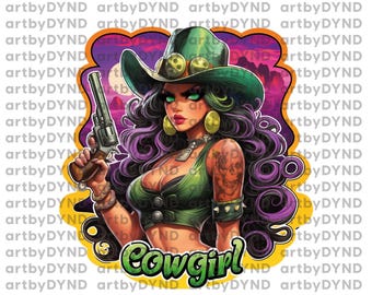 Cowgirl PNG, Plik Do Sublimacji, Western Skull Png, Western Cowgirl Png, Projekt Sublimacji, Pobieranie Cyfrowe