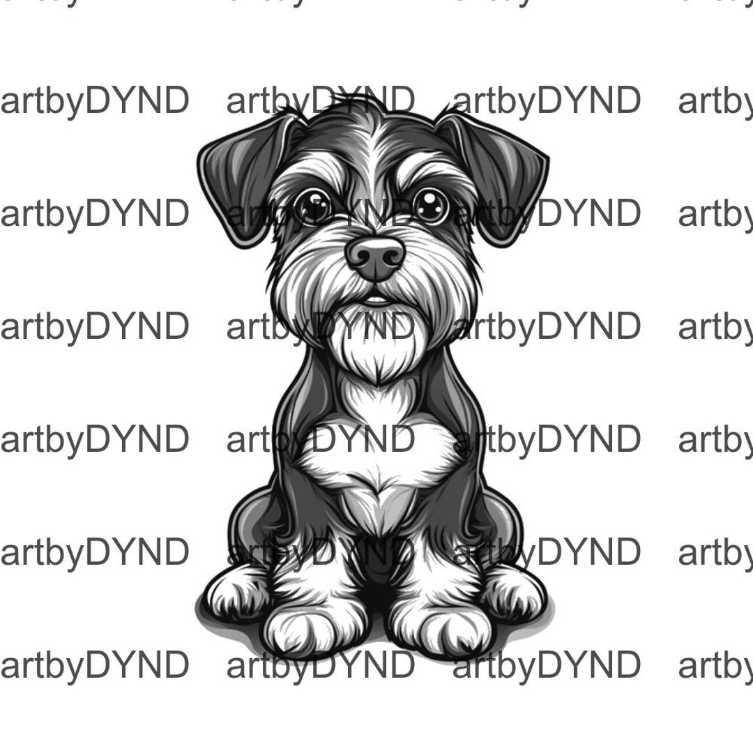 ミニチュア シュナウザー SVG、シルエット SVG、Cricut 用犬が覗く SVG