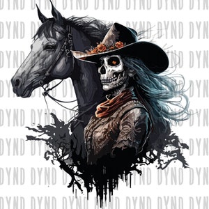 Cowgirl Skull and Horse Svg File For Sublimation , Western Skull Svg , Shirt Design, Western Cowgirl Png , Sublimation Design , Digital
