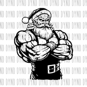 Santa Gym SVG, Christmas SVG, Santa Sticker, Digital Download, T-Shirt Design png, Print On Demand Design