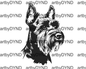ミニチュア シュナウザー SVG、シルエット SVG、Cricut 用犬が覗く SVG