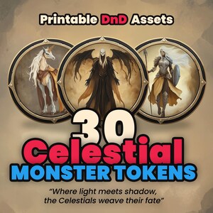 DnDトークン - CELESTIALモンスターパック - ダンジョンズ＆ドラゴンズ用高品質印刷可能トークン30枚 - Roll20 - Dmツール - ダンジョンマスターリソース