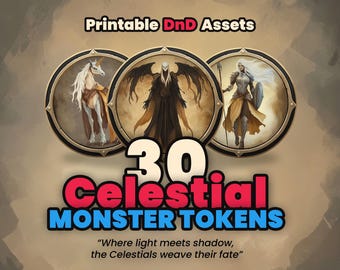 DnD Tokens - CELESTIAL Monsters Pack - 30High-Quality Printable Tokens for Dungeons&Dragons - Roll20 - Dm Tools - Dungeon Master Resources