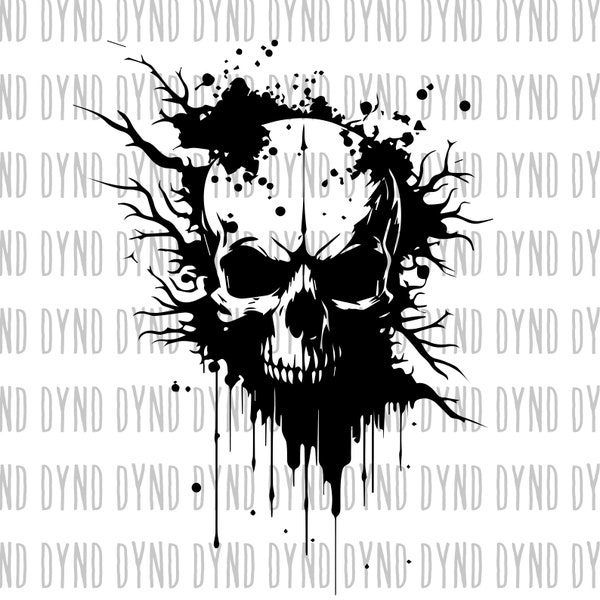 Skull Svg, Skull Gothic Clipart, Gothic Svg, Skeleton Svg, Skull Cricut, Chemise de crâne, Vecteur de crâne, Crâne imprimable