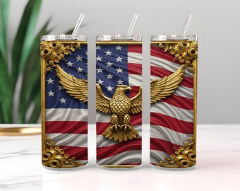 American Flag Eagle 20 oz Skinny Tumbler Sublimation Design Digital Download PNG Instant DIGITAL ONLY, Tumbler Wrap