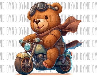 Teddy Bear and Motorcycle Svg, Sublimation Design, Teddy Bear svg, Cute motorcycle, Bear png, Cute png
