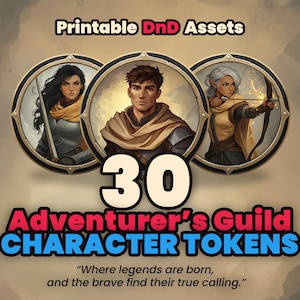 DnD Tokens - Adventurer’s Guild - Character Pack - Printable Tokens for Dungeons & Dragons - Roll20 - Dm Tools - Dungeon Master Resources