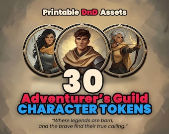 DnD Tokens - Adventurer’s Guild - Character Pack - Printable Tokens for Dungeons & Dragons - Roll20 - Dm Tools - Dungeon Master Resources