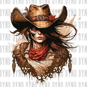 Arquivo Cowgirl Skull Svg para sublimação, Western Skull Svg, Western Cowgirl Png, Design de camisa, Design de sublimação, Download digital