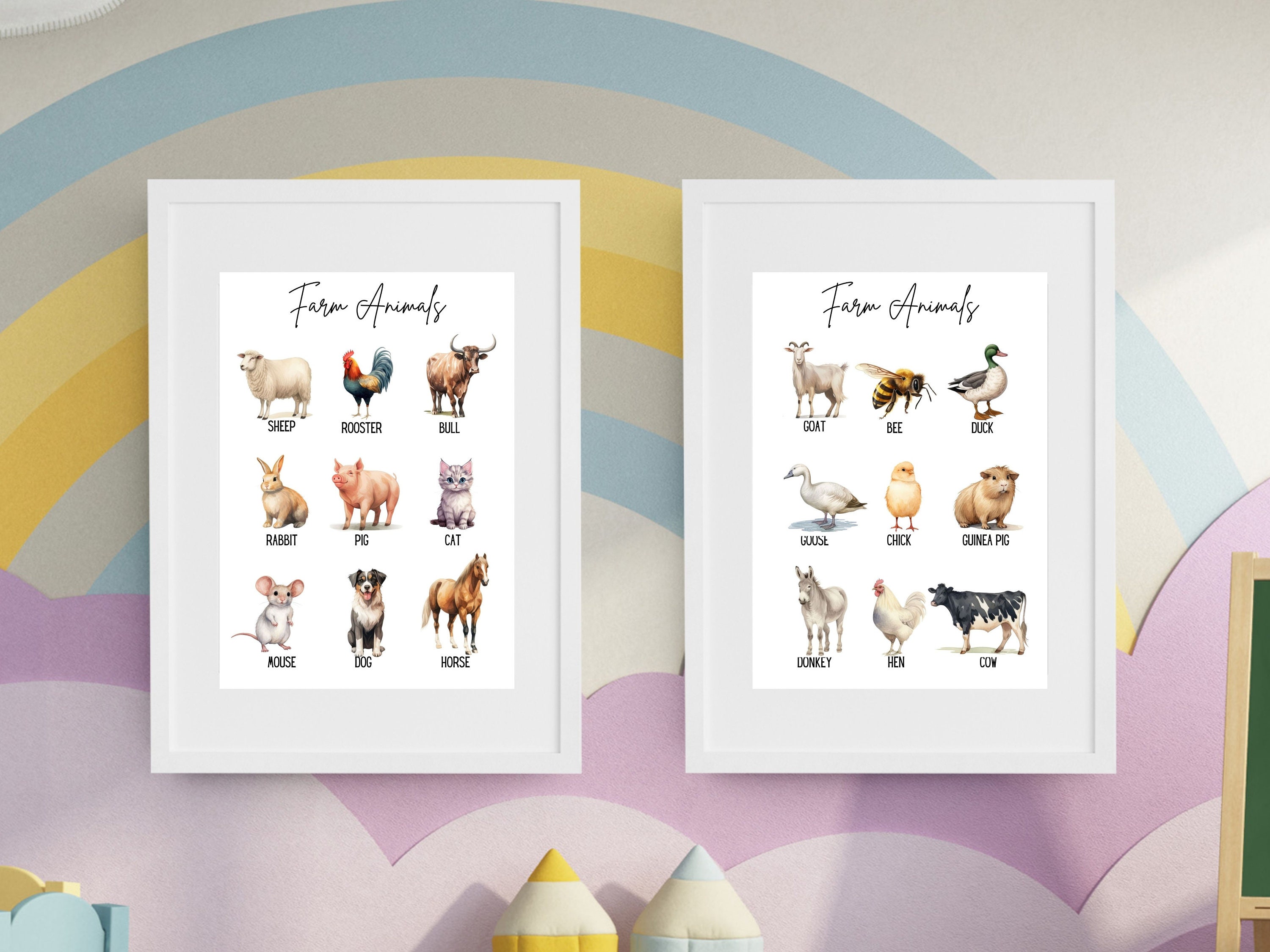 Printable Farm Animals Wall Art, Farm Animals Playroom Decor ...