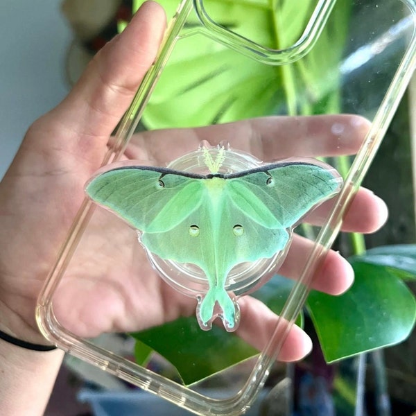 Luna Moth Phone Grip-Rare Butterfly Phone Stand-Monarch-Swallowtail-Nature Gifts- Atlas Moth