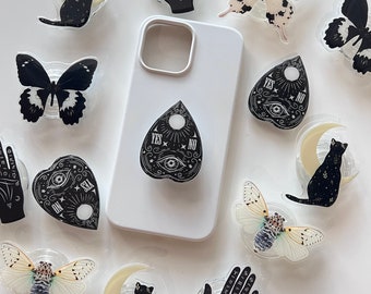Ouija Phone Grip - Planchette - Black Cat Crescent Moon Phone Stand - Palm Reading - Spooky - Halloween - Tablet Stand - Witchy