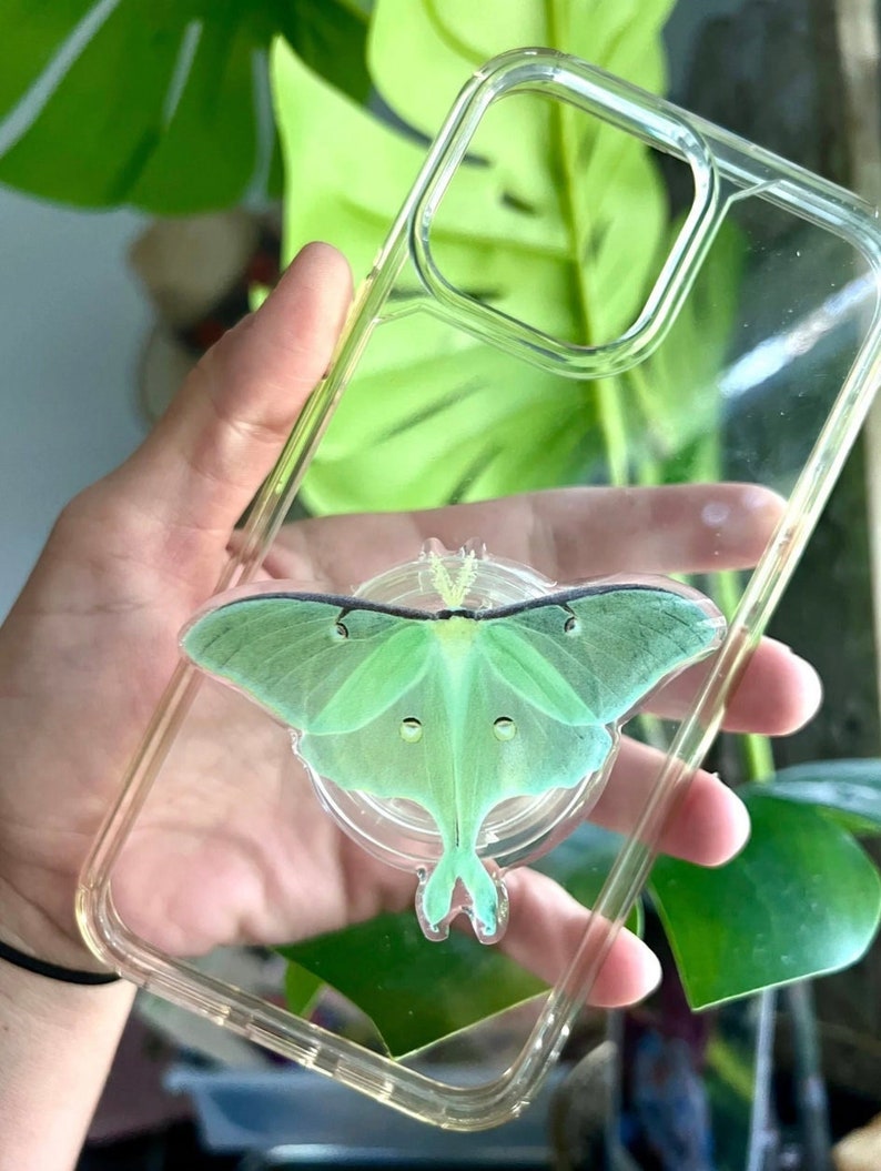 Luna Moth Phone Grip-Rare Butterfly Phone Stand-Monarch-Swallowtail-Nature Gifts Atlas Moth image 1