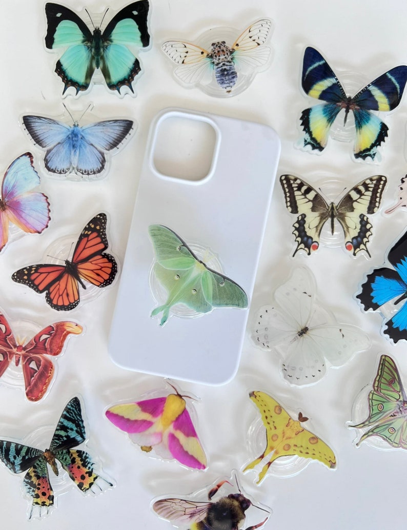 Luna Moth Phone Grip-Rare Butterfly Phone Stand-Monarch-Swallowtail-Nature Gifts Atlas Moth image 2