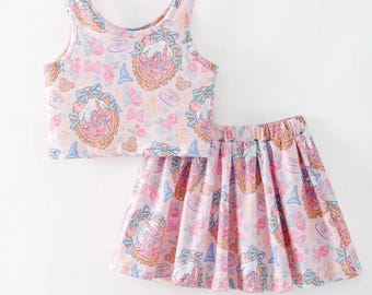 Royal Portrait Skort Set, Princess Girls Outfit, Fairytale Vacation Outfit, Castle Birthday Outfit, Magical Girls Clothing
