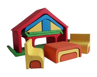 Rainbow Stacking House, Stacking toy, Imaginative Open-ended Play, Nursery Decor, Baby Gift