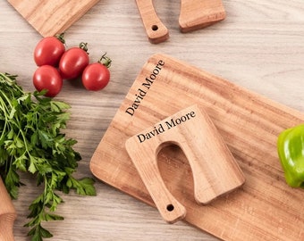 Personalized Montessori Knife With Cutting Board for Toddler, Wood Knife for Kids, Cutting Board and Knife Wood, Kid wooden knife