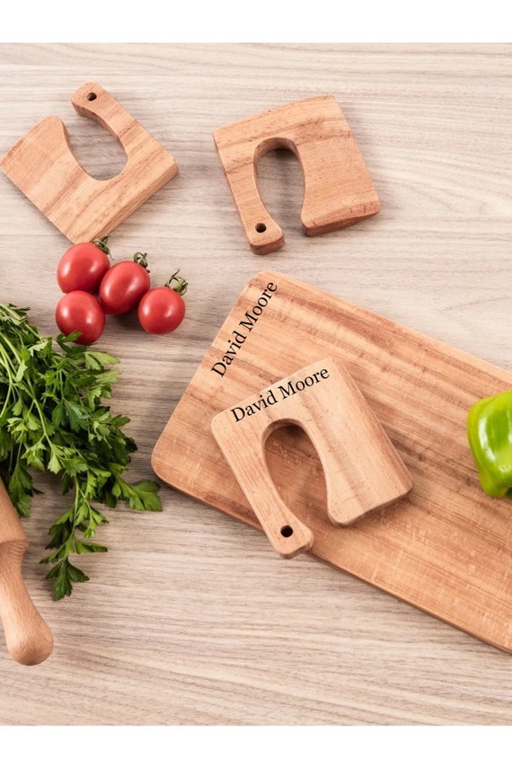 Kids Montessori Kitchen Tools, Wooden Kid Sized Kitchen Tools, Kid Sized Food  Chopper, Wooden Knife, Wooden Chopper, Kids Cutting Board