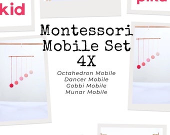 Giostrina Montessori, Set di 4x, Giostrina Munari, Giostrina Gobbi, Giostrina Ottaedro, Giostrina Ballerini, Set Montessori neonato