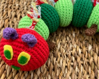 Caterpillar, Crocheted Hungry Caterpillar, Handmade stuffed animals, Amigurumi toys,