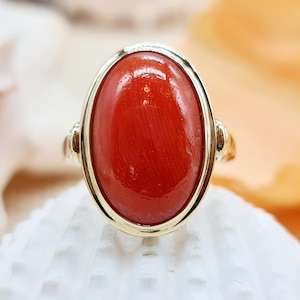 Exotischer Korallen Ring aus 585 14 KT Gold Gr. 53