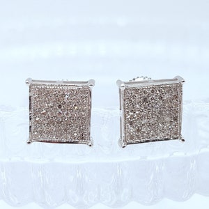 Men&#39;s Earrings 98 Diamonds ICE OUT for men in 10 KT 417 white gold