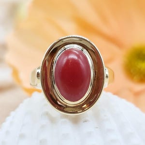 Vintage Ring rote Koralle 585 14 KT Gold