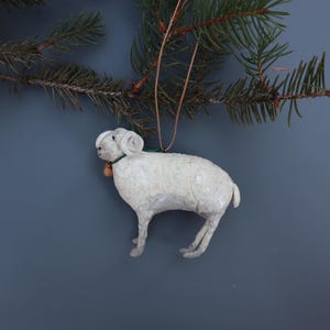 Christmas tree ornament, Sheep toy, Vintage inspired spun cotton toy, Collectible handmade decoration, Christmas nativity lamb, tree decor