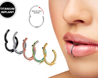 Clicker Hoop - Clicker Ring Hinged Lip Jewelry - Titanium