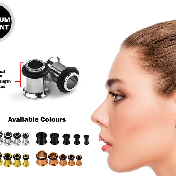 Tapones para los oídos de una sola llamarada de titanio Ojal con junta tórica de goma negra - Kit de estiramiento de orejas - 8g 6g 4g 2g 0g 00g - Plata, negro, oro y oro rosa