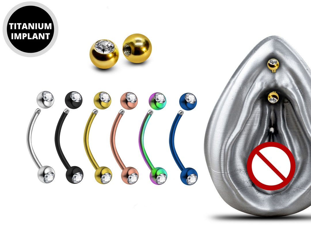 VCH Piercing Jewelry, Genital Piercing Titanium Curved Barbell With Gem