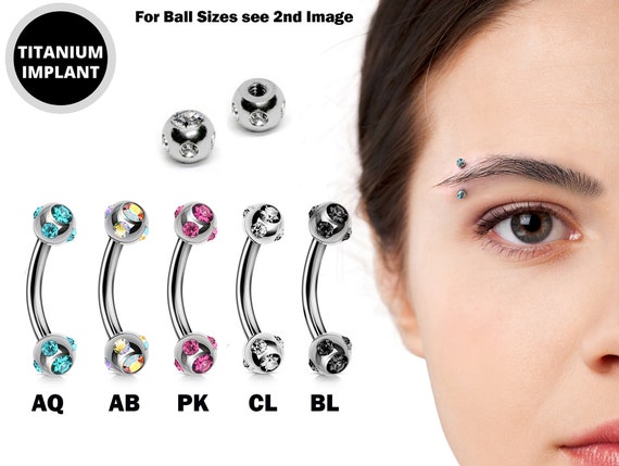 Eyebrow Jewelry Piercing Studs Titanium 18g 16g 14g Curved Bar