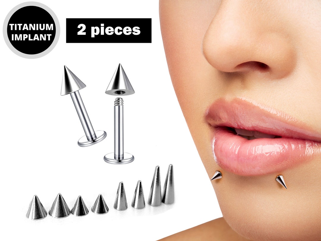 Snake Bite Piercing, Spike Labret Lip Jewelry With Custom Spike Size