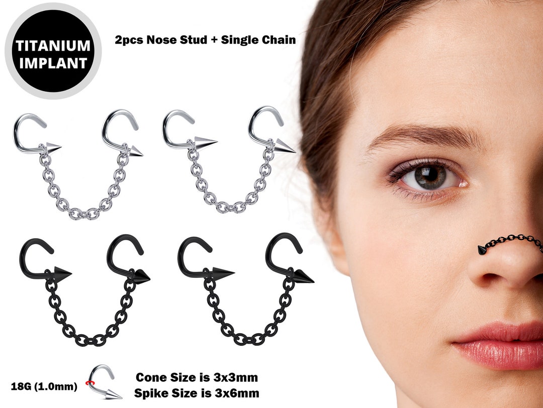 Spike Nasallang Nose Screw Piercing 2pcs Nostril Studs With Etsy