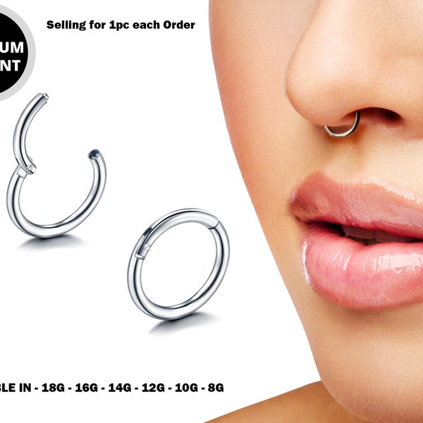 Septum à cliquet en titane, anneau de Daith, piercing du cartilage hélice - 20 g 18 g 16 g 14 g 12 10 g 8 g anneau de nez - anneau articulé segment