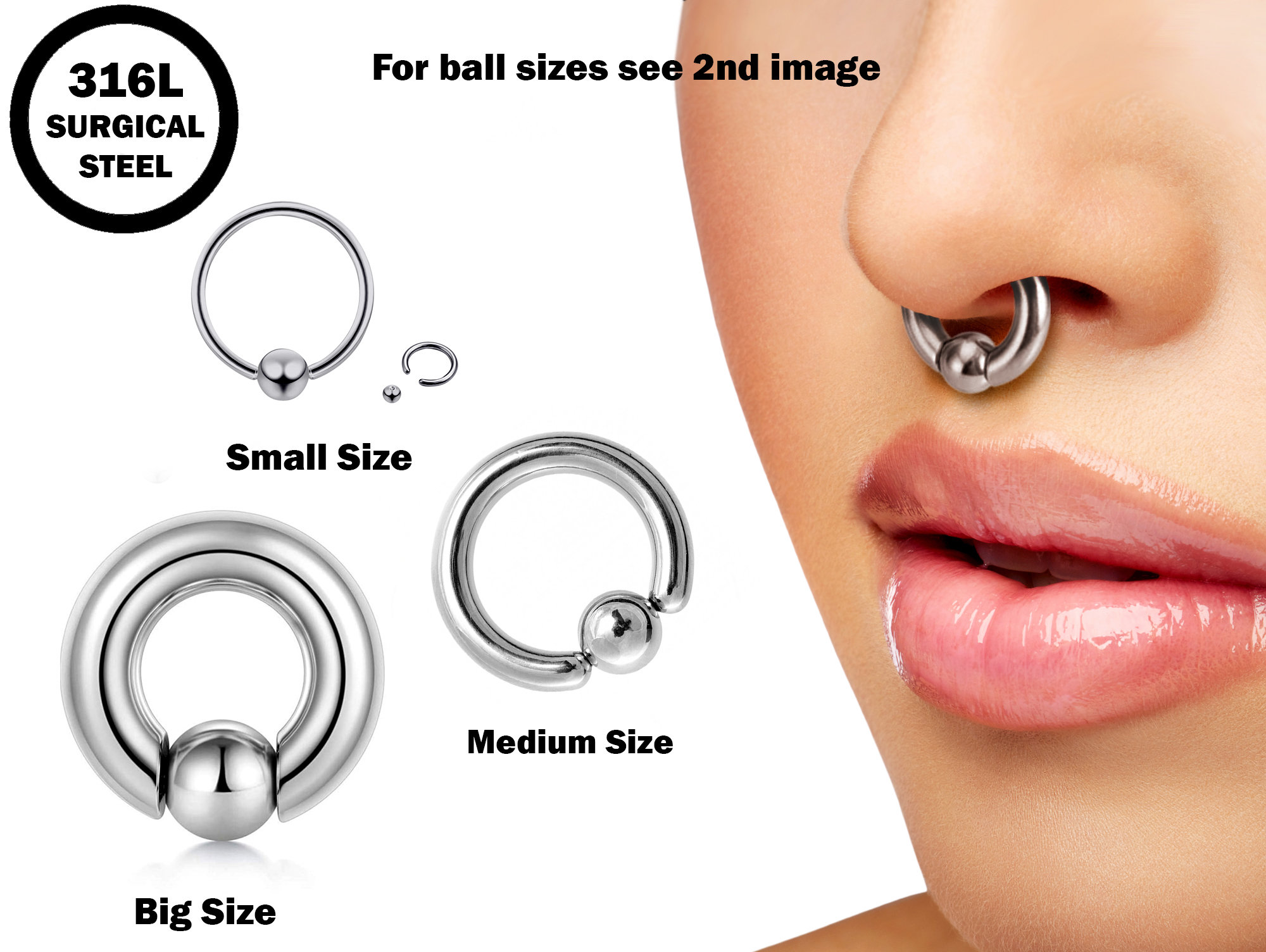 3 pcs /lot Stainless steel Captive Bead Rings BCR Lip Nose Eyebrow Nipple  Penis Piercings Septum Ring Body Piercing Jewelry | Wish