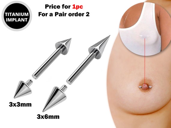 Titanium Cone Spike Nipple Barbell Nipple Jewelry Studs 16g 14g