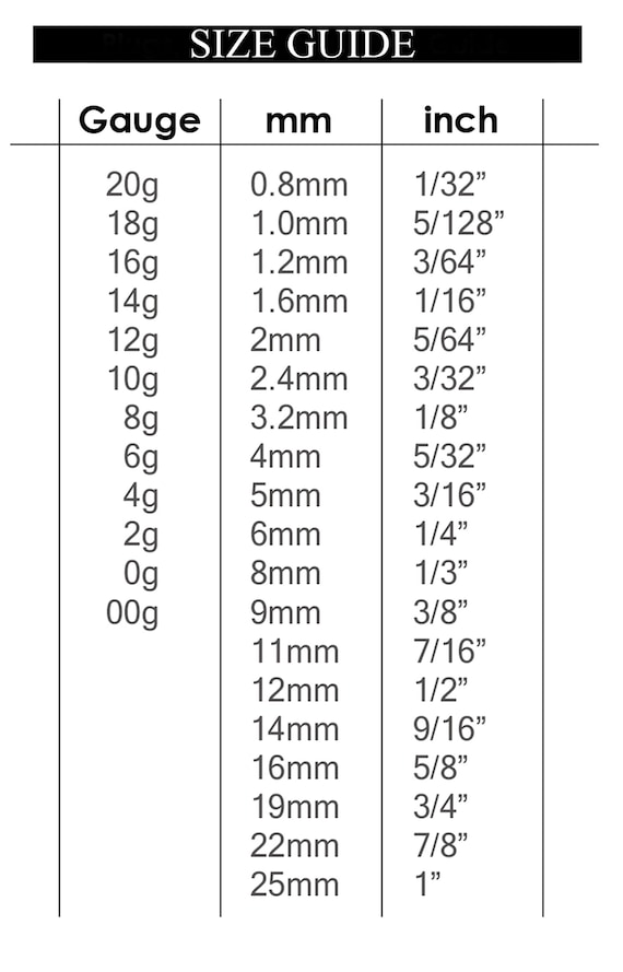 Gauge in clearance mm piercing