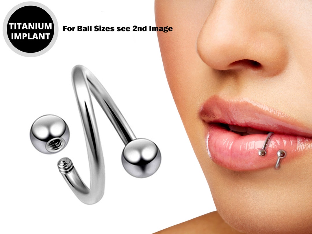 Spiral Circular Barbell Lip Piercing, Titanium Twisted Lip Ring 16g 14g