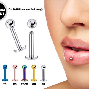 Titanium Ashley Piercing Lip Stud 18g 16g 14g Labret Stud Piercing Also for Tragus Helix Cartilage Madonna Medusa Side Labret image 1